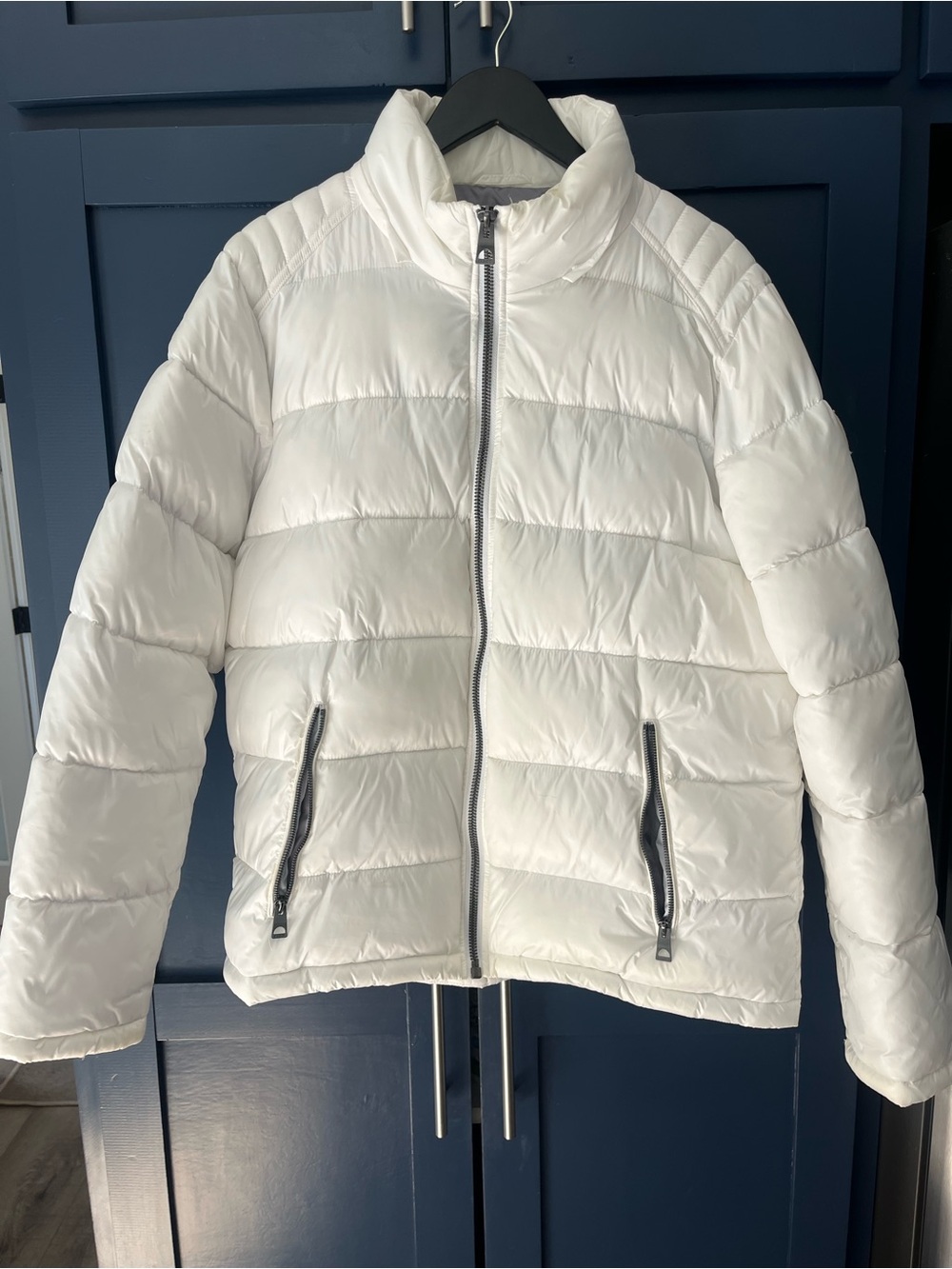 Guess White Jacket with Black Logo Patch